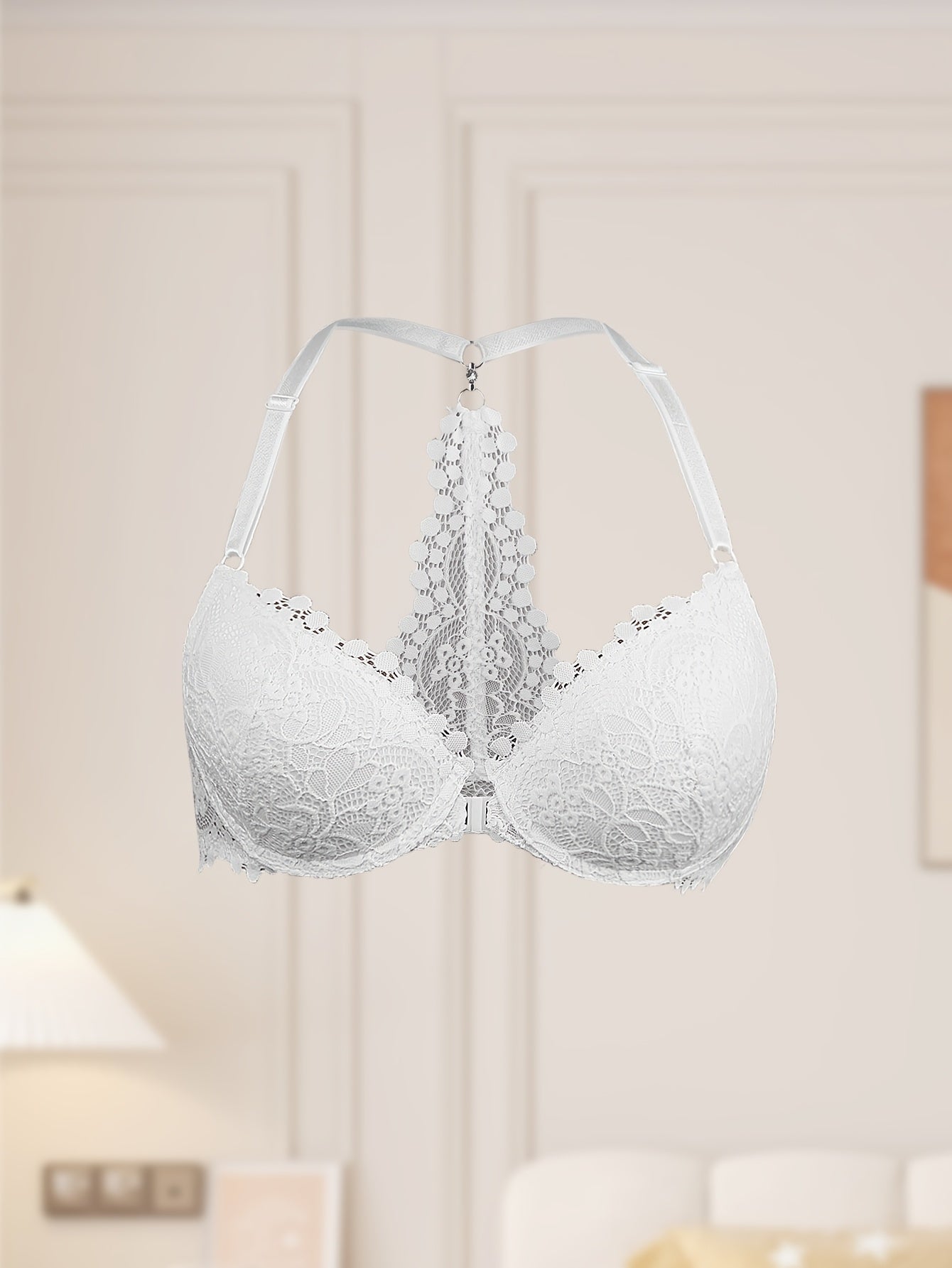 Soutien-Gorge Push-Up Femme a Armatures - Bordure Dentelle, Rembourrage Integre, Style Sexy