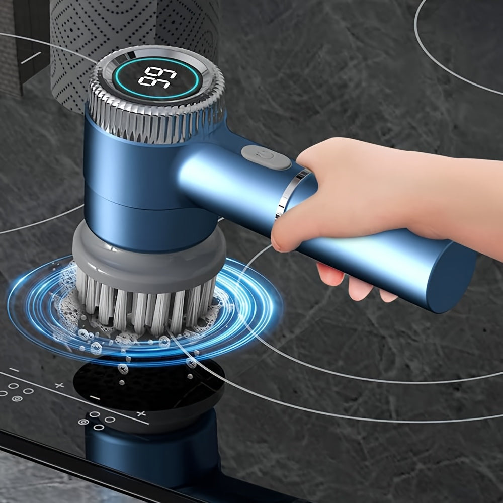 Brosse de Nettoyage Electrique Rotative Sans Fil Rechargeable USB - Multifonction Salle de Bain Cuisine Bleu Blanc