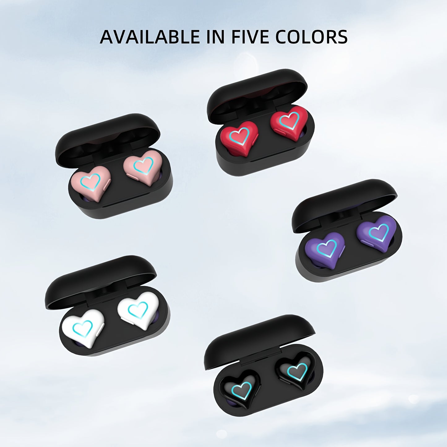 Ecouteurs Sans Fil TWS Coeur - LED, Bluetooth, Reduction de Bruit, Sport & Gaming