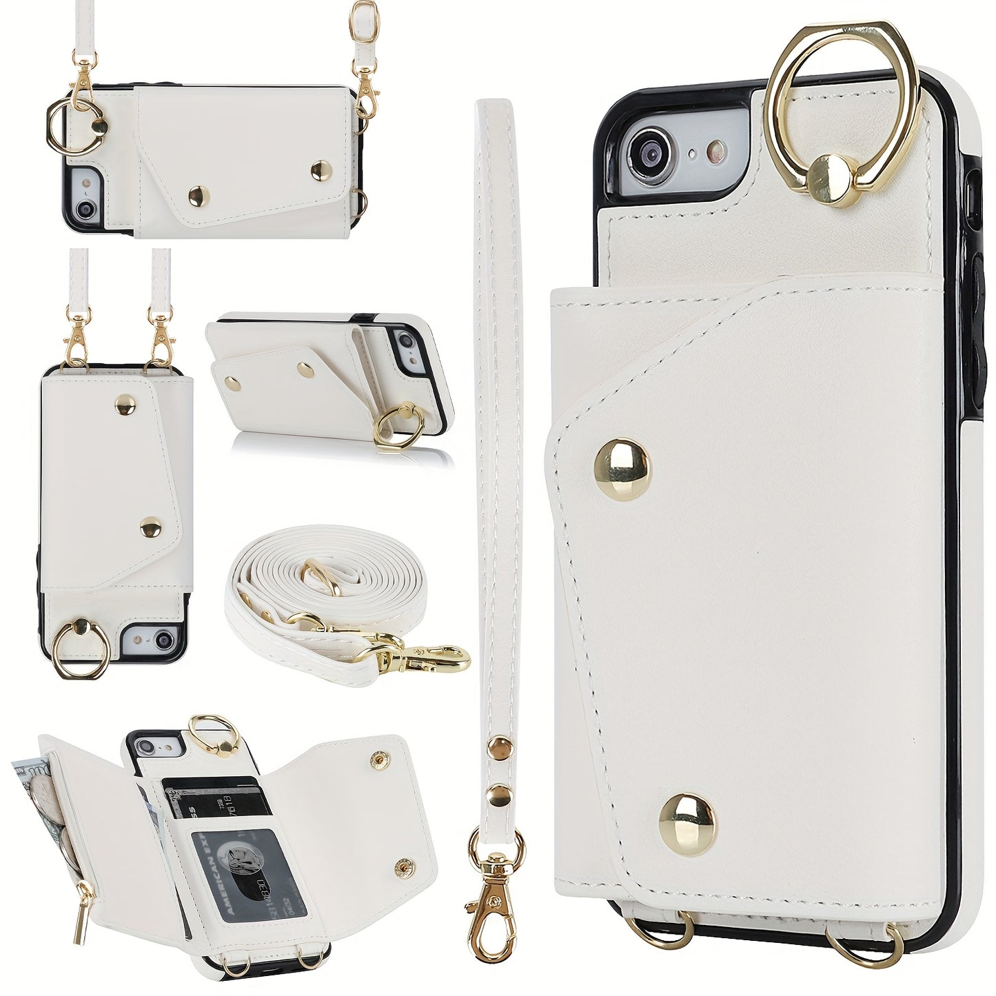 Étui Portefeuille Bandoulière iPhone – Similicuir, Support Intégré, Anti-Choc 📱✨