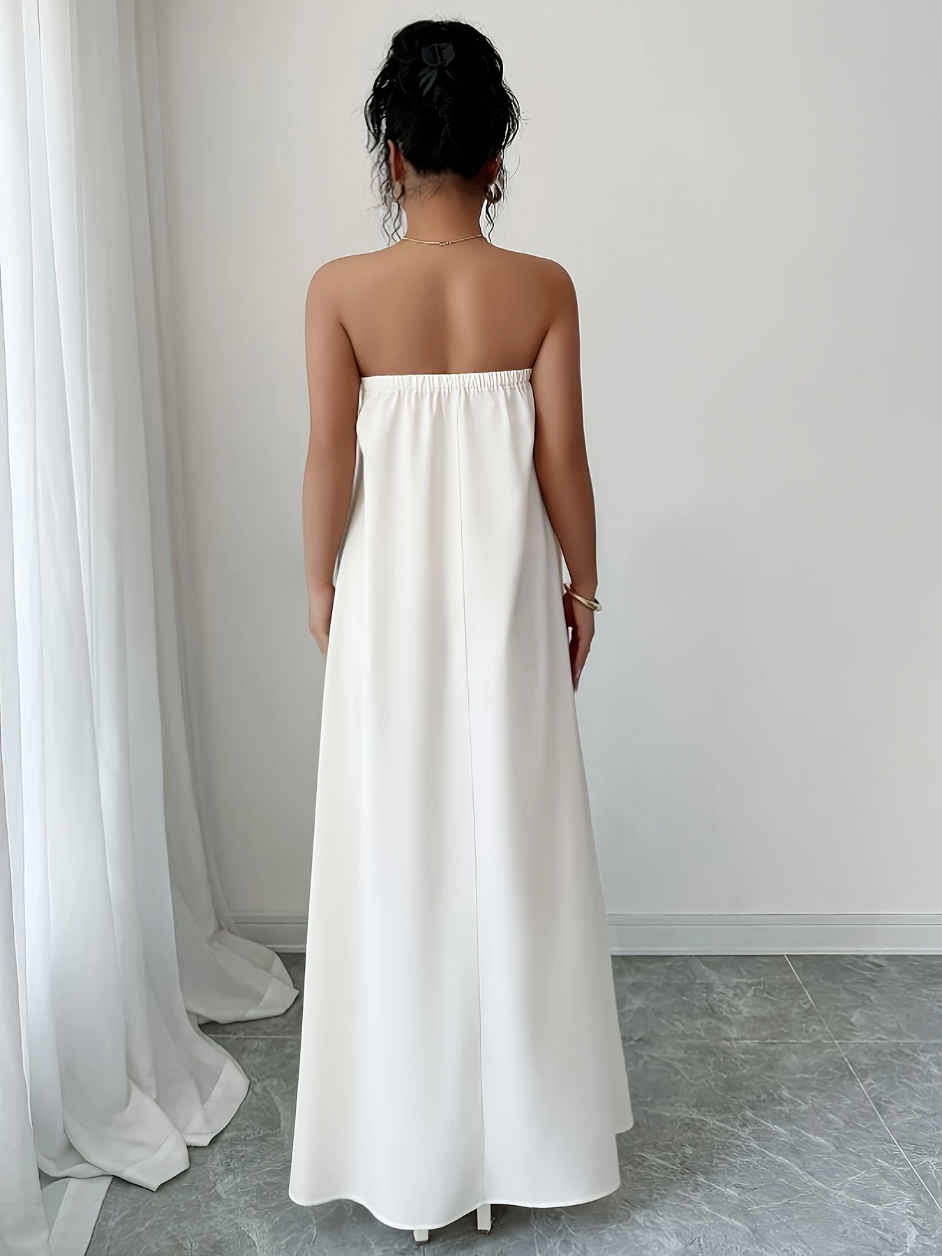 Robe Tunique Femme Elegante Imprime Floral Epaules Denudees – Style Ete Chic, Blanc | S au XL