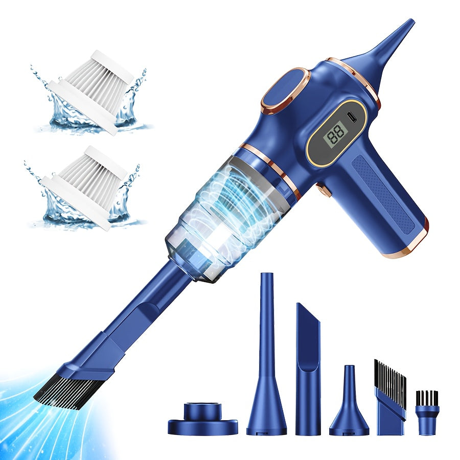 Aspirateur portable sans fil 2 en 1 BELIBUY - 18000 Pa, souffleur, ecran LED, recharge USB, noir ou bleu