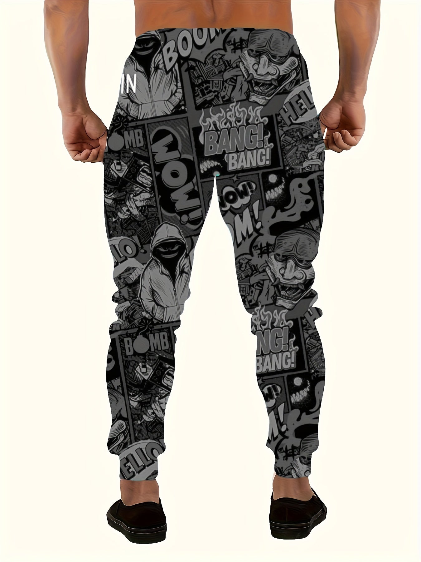 Pantalon Ample Imprimé Homme — 100% Polyester Extensible | 8 Coloris | S-XXL | Style Décontracté Sport