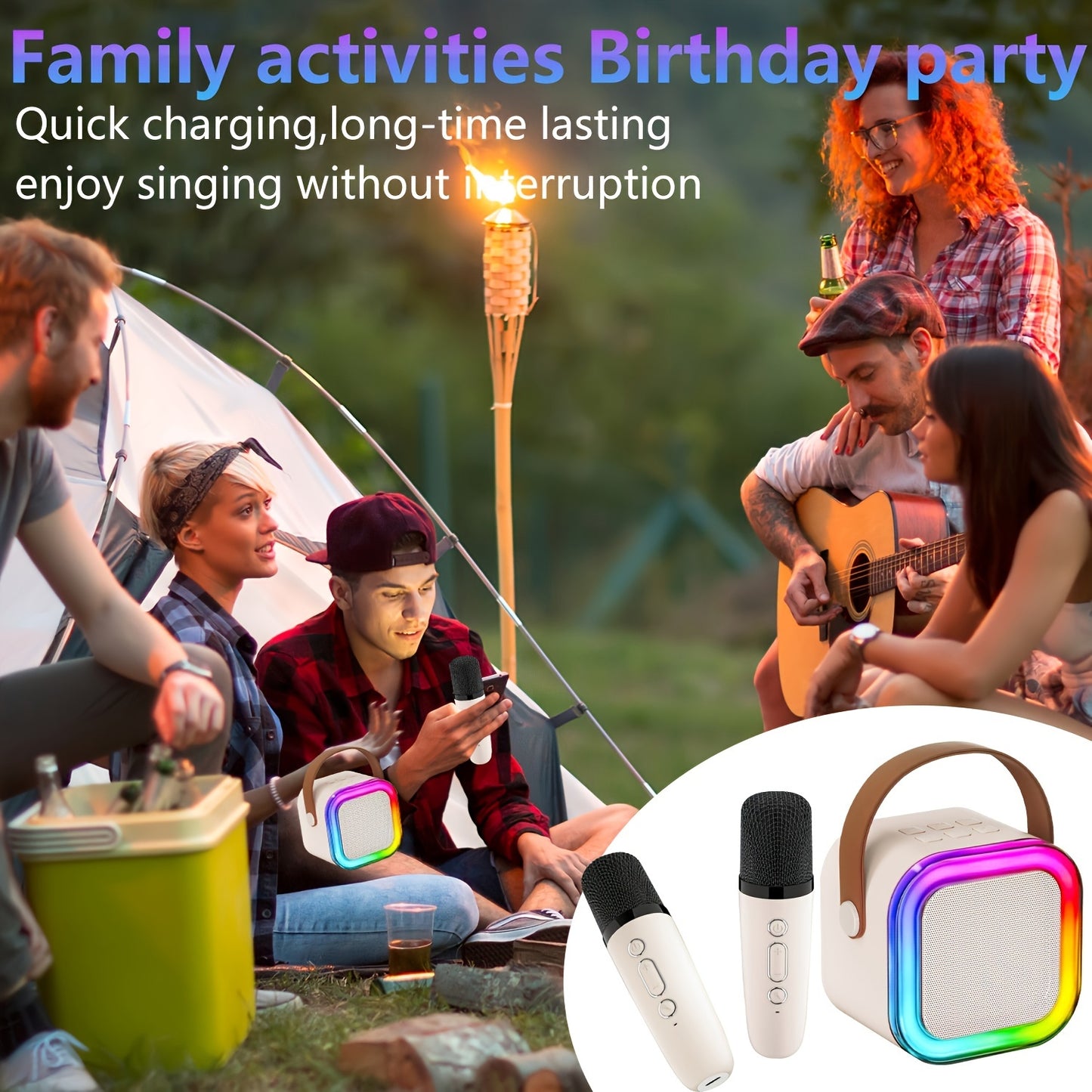 Machine Karaoké Portable Sans Fil — Mini Microphone Rechargeable USB, Enfants & Adultes, 2 Coloris