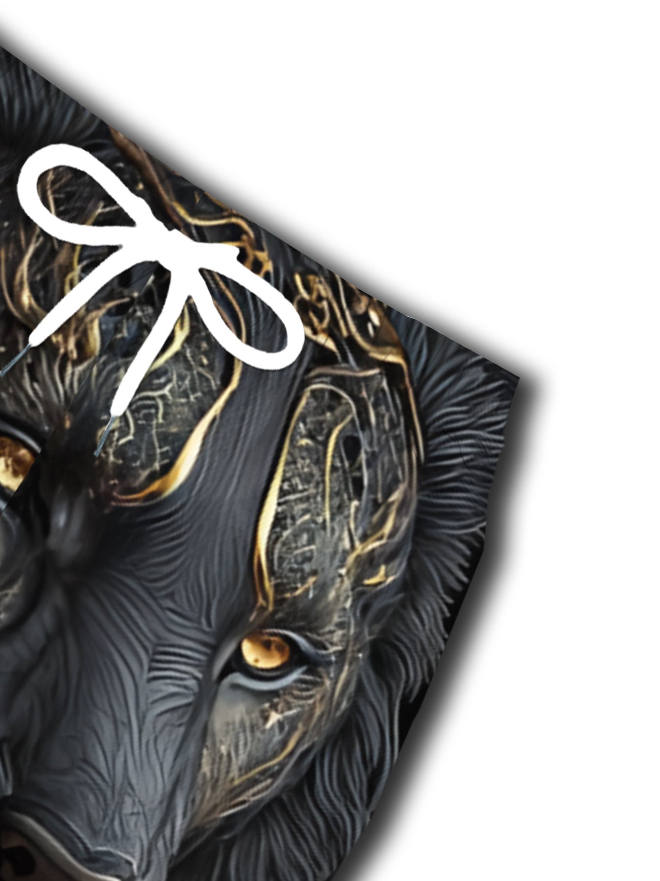 T-Shirt Homme Imprime Lion Noir et Dore Motif Geometrique Decontracte - 100% Polyester FR S-XXL
