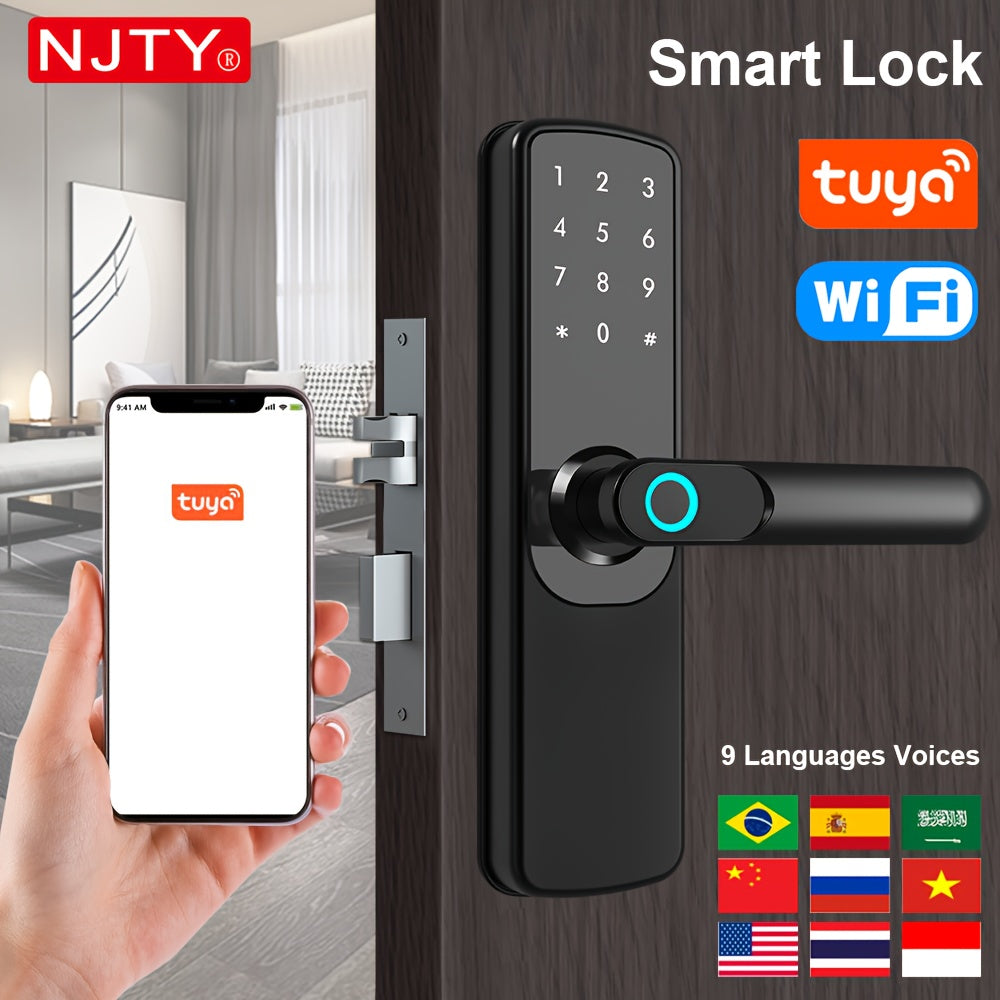 Serrure Connectée NJTY TUYA Wi-Fi – Empreinte Digitale, Combinaison, Carte, Application & Clé | Maison, Hôtel, Bureau