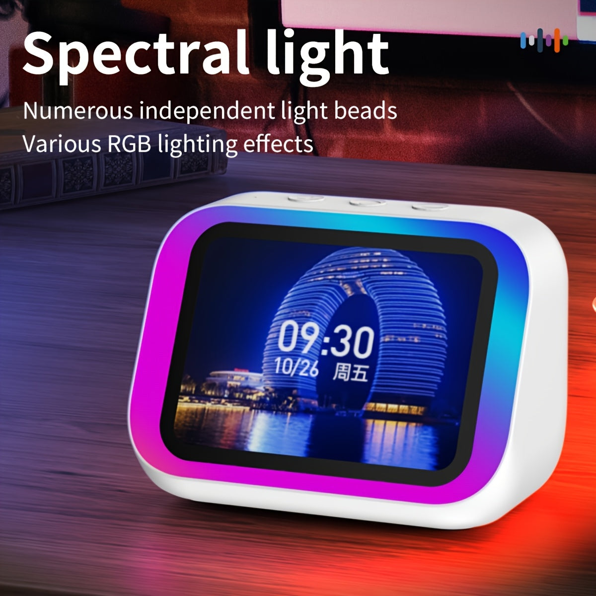 Enceinte Bluetooth Intelligente RGB - Horloge, Assistant Vocal, Son Hi-Fi