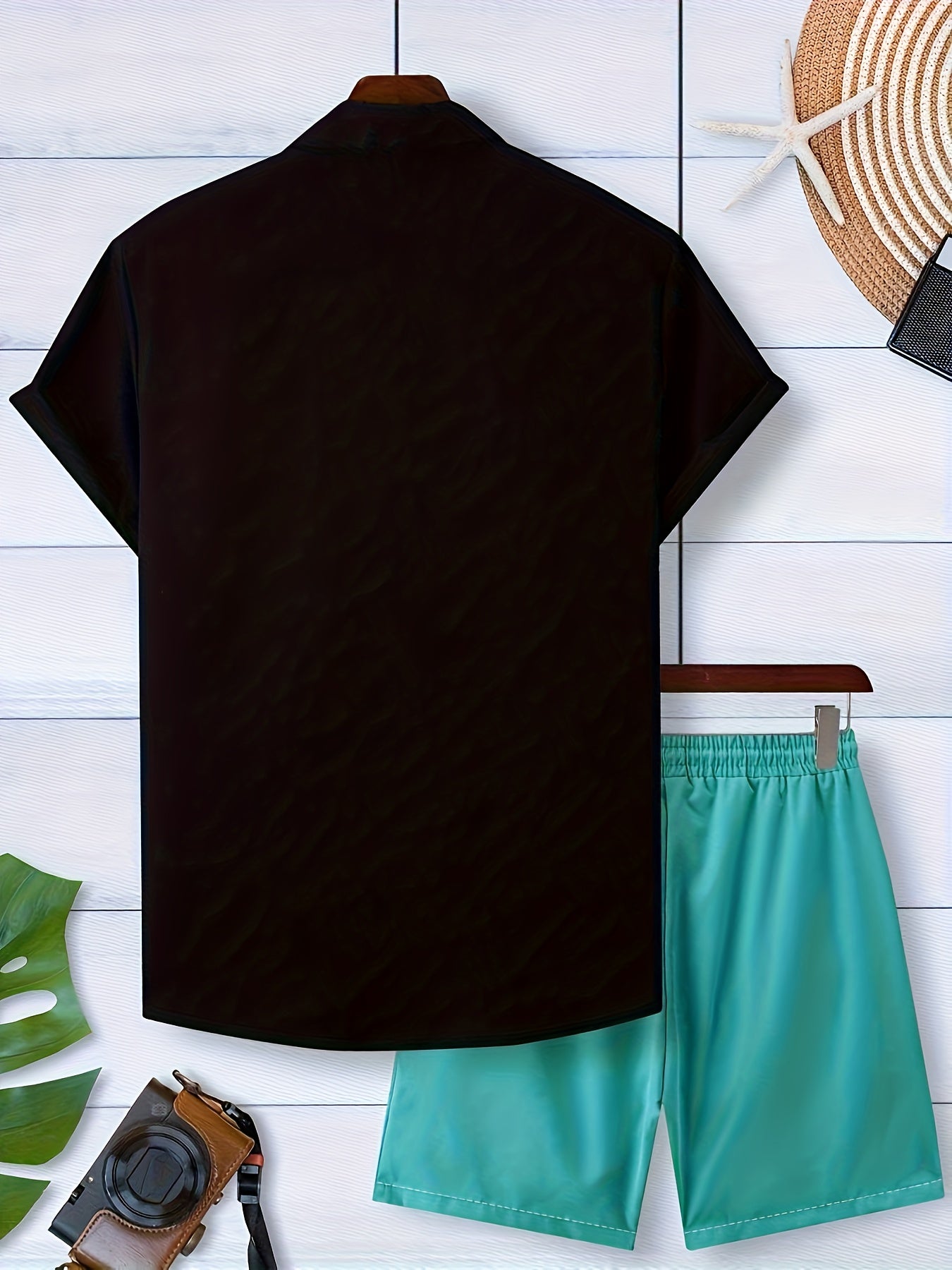 Ensemble Chemise Manches Courtes et Short Imprime Homme - Tenue Ete Decontractee