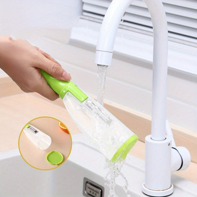 Eplucheur Multifonctionnel avec Etui de Rangement - Fruits et Legumes, Lame Dentelee, Contact Alimentaire, 2 Coloris