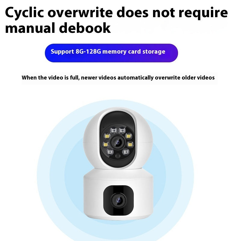 Camera Surveillance Binoculaire Double Objectif 1080p - Vision Nocturne 20m, Alarme, Interphone