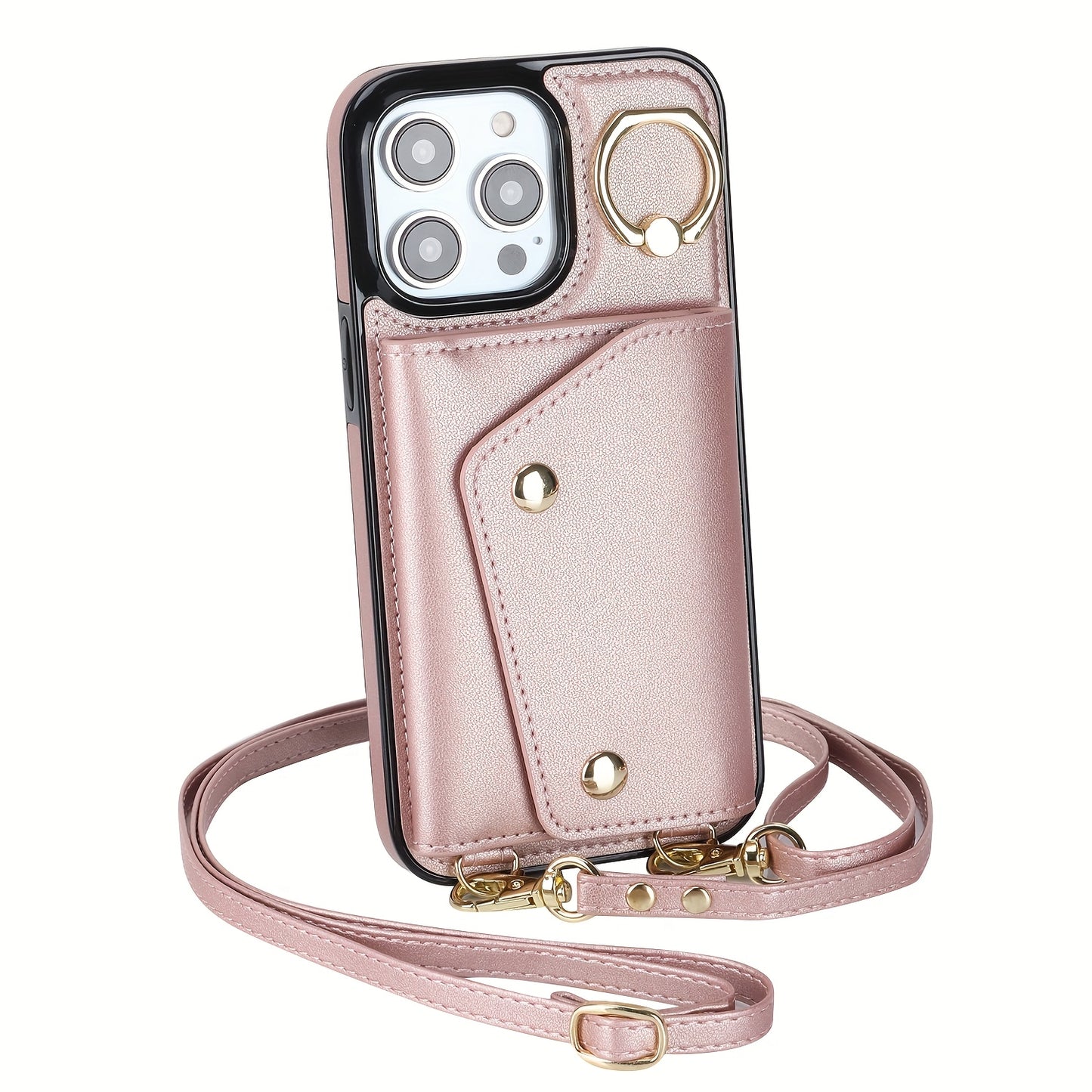 Étui Portefeuille Bandoulière iPhone – Similicuir, Support Intégré, Anti-Choc 📱✨
