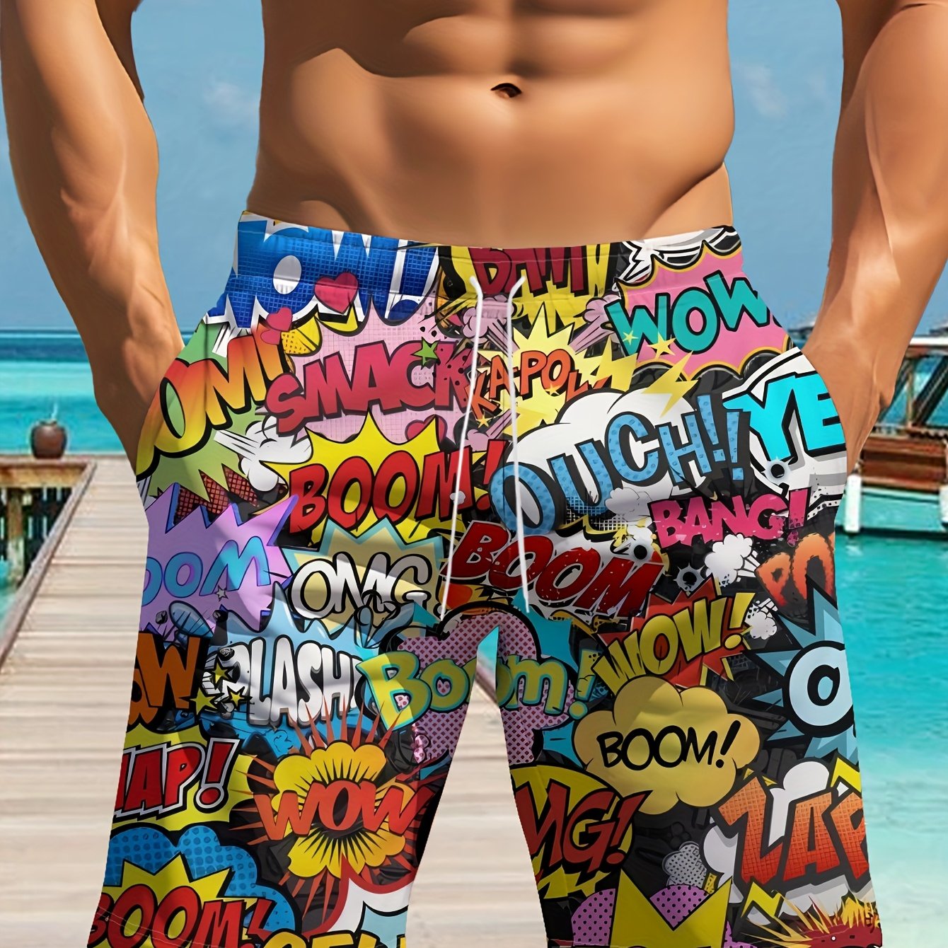 Short de Bain Homme Imprimé Géométrique – Léger & Décontracté 🏖️🌊
