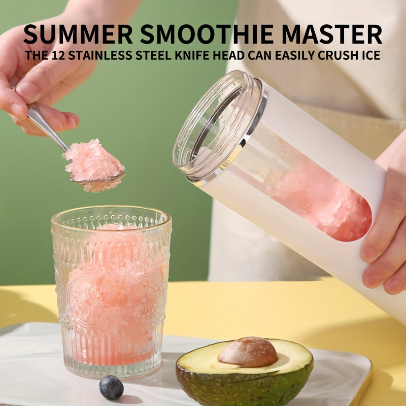 Blender portable rechargeable USB 530 ml LED - Broyeur glace 7.4V, smoothies jus, vert beige blanc
