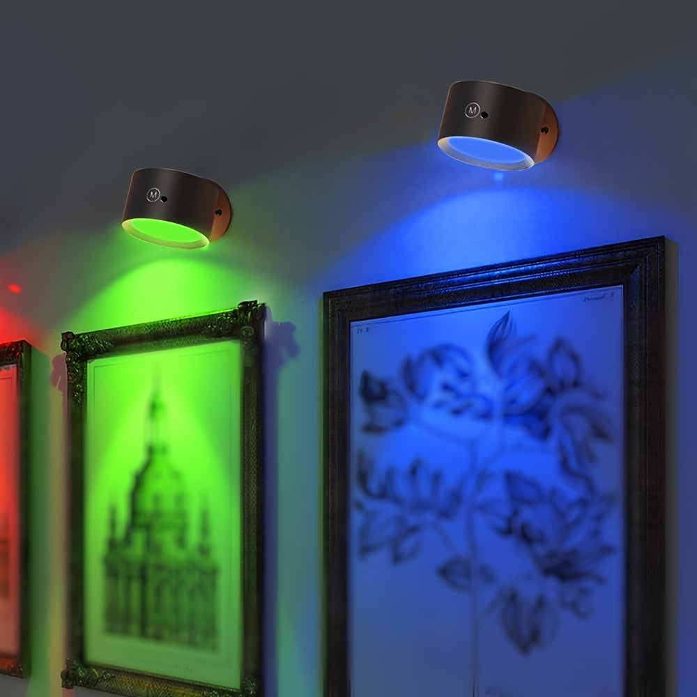 Lot de 2 appliques murales LED d'ambiance, 12 RVB + 2 couleurs, rotation à 360 ° - Topdecheztop.fr