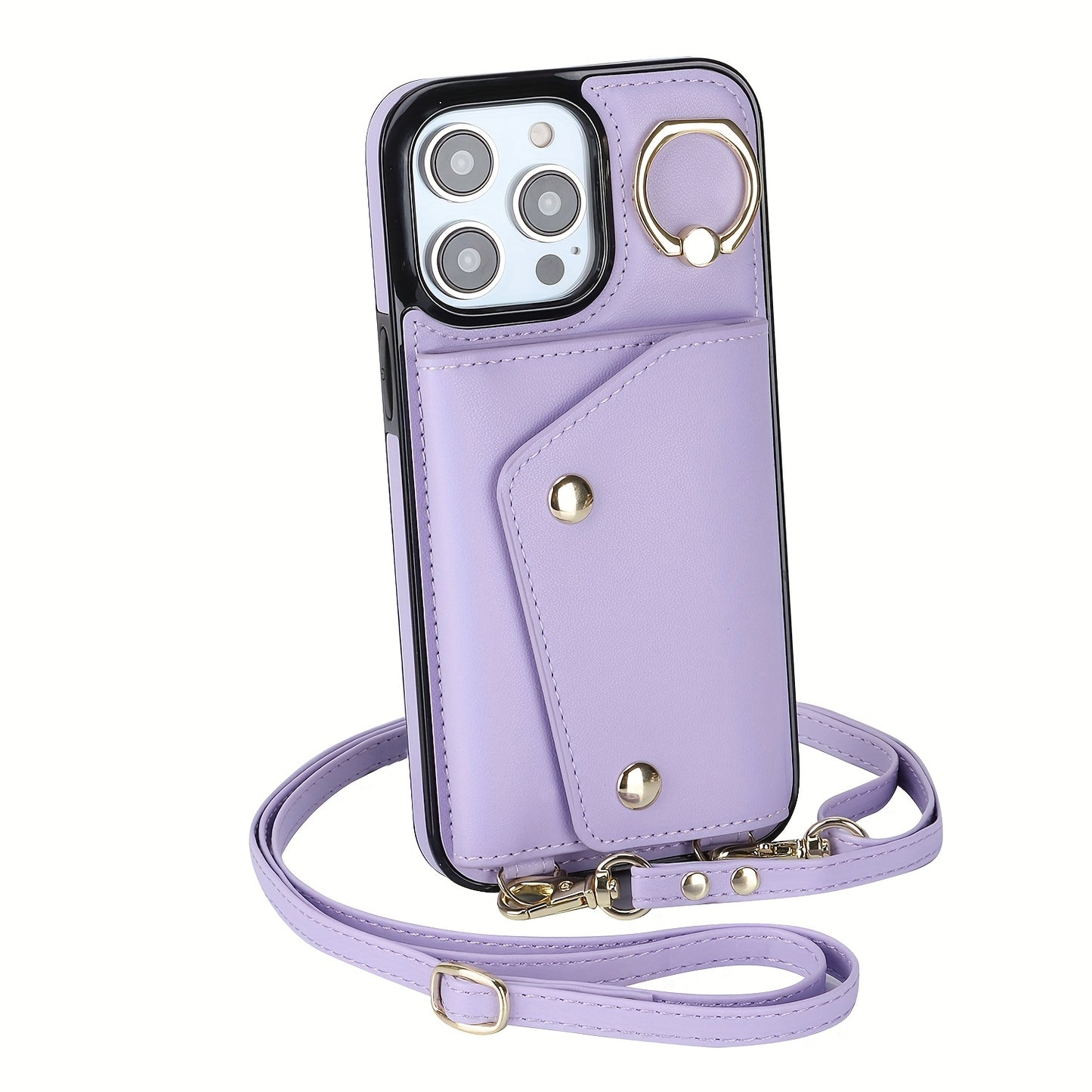 Étui Portefeuille Bandoulière iPhone – Similicuir, Support Intégré, Anti-Choc 📱✨