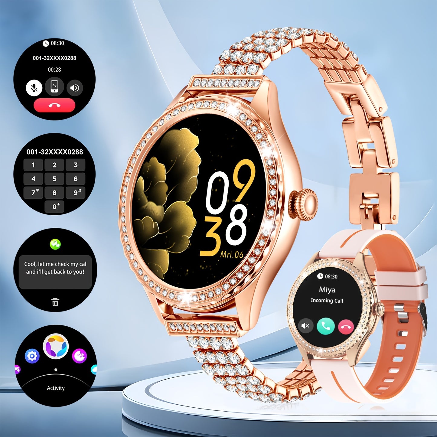 Montre Connectée Élégante Femme 2026 – Appels, Sport & Suivi Santé