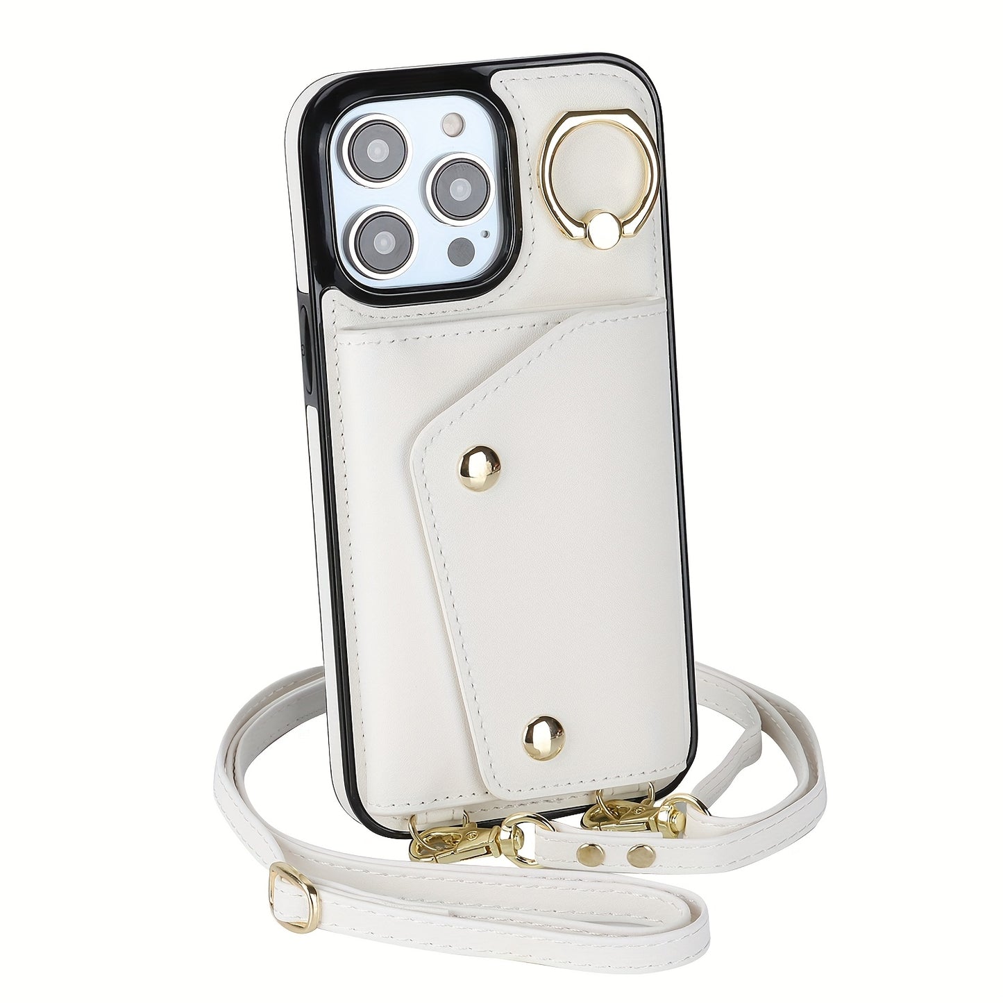 Étui Portefeuille Bandoulière iPhone – Similicuir, Support Intégré, Anti-Choc 📱✨