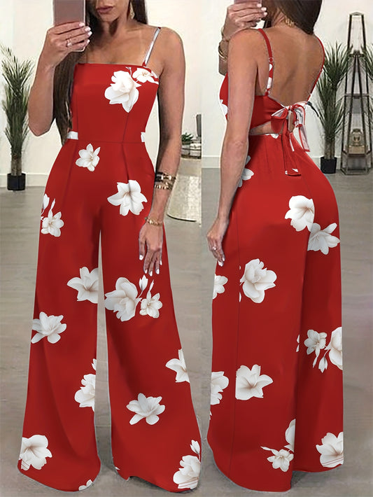Combinaison Femme Elegante Imprime Floral Bretelles Spaghetti – Style Ete Chic | 3 Coloris, S au XXL