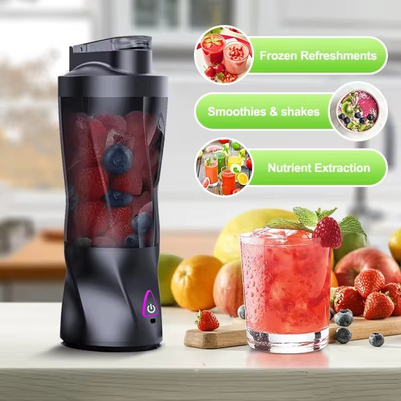 Mixeur extracteur de jus portable rechargeable USB 700 ml - Lames inox, 22000 tr/min, smoothies milkshakes, noir