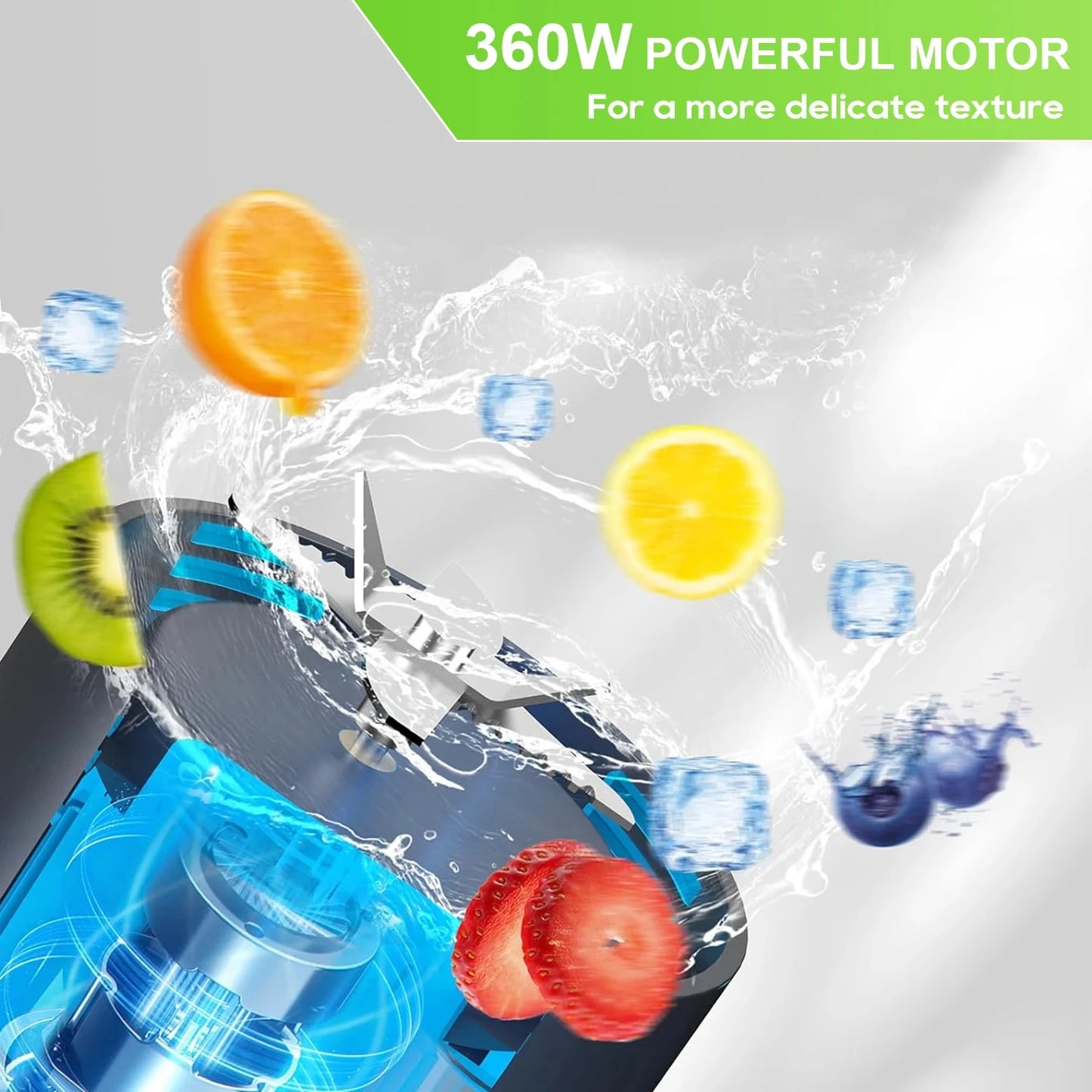 Mixeur extracteur de jus portable rechargeable USB 700 ml - Lames inox, 22000 tr/min, smoothies milkshakes, noir