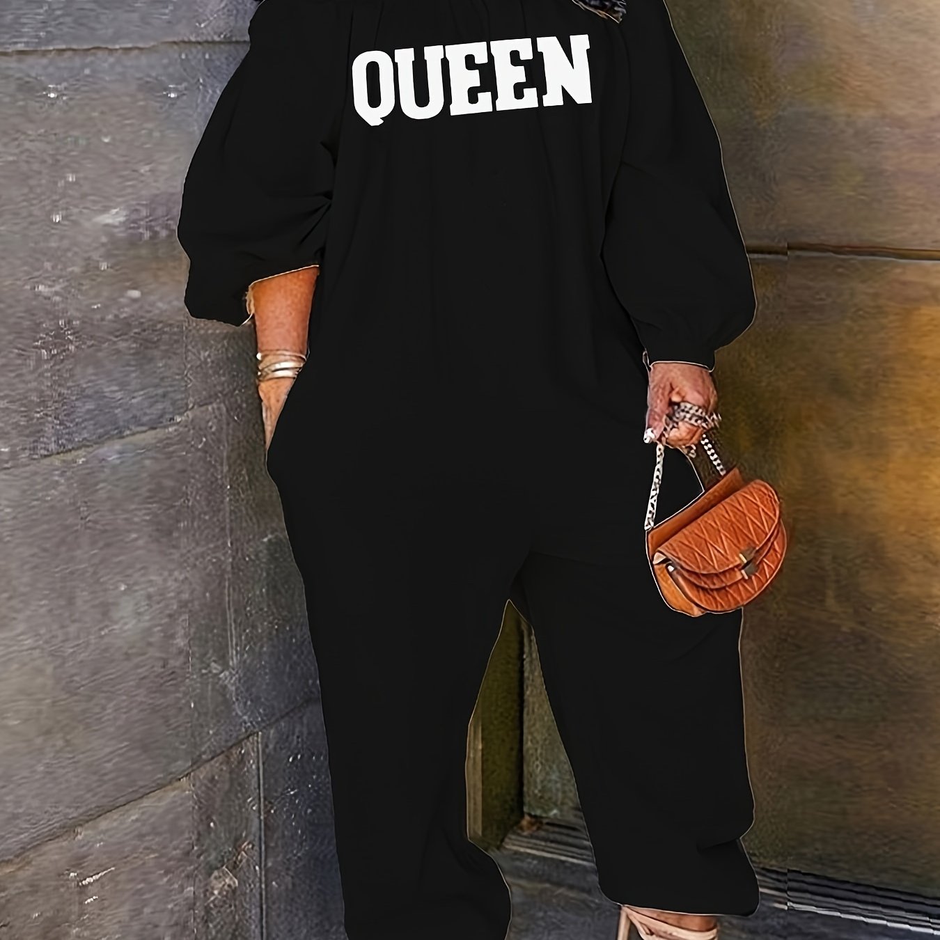 Combinaison Longue Brodée QUEEN pour Femme – Épaules Dénudées, Style Décontracté Élégant | 8 Coloris | S au XXL