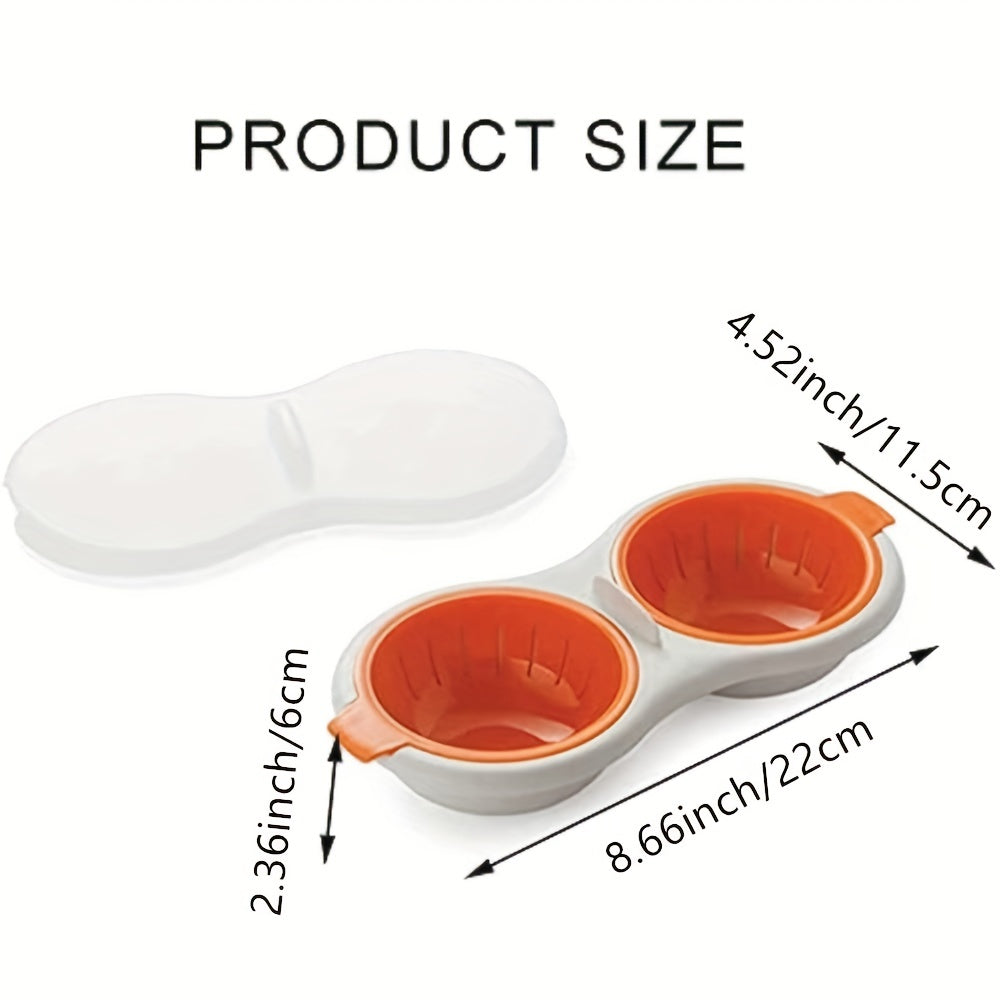 Cuiseur Oeufs Micro-Ondes 2 Tasses - Panier Egouttoir, Resistant Chaleur, Compatible Lave-Vaisselle, 3 Coloris