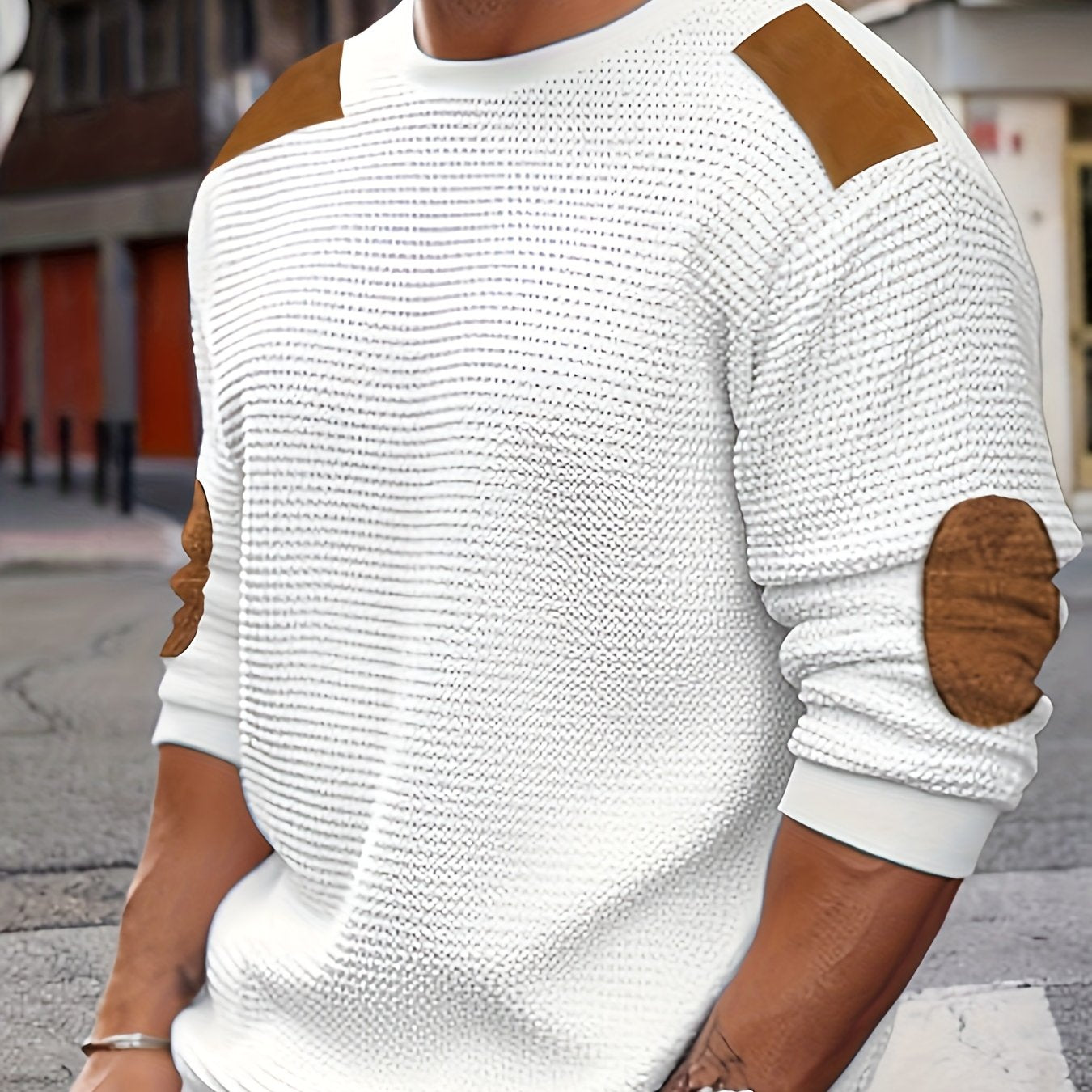 Sweat-shirt décontracté en tricot gaufré pour homme - Topdecheztop.fr