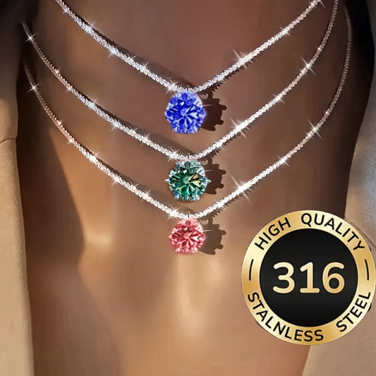 Ensemble 3 colliers femme acier inoxydable hypoallergénique zircone - Style élégant luxueux
