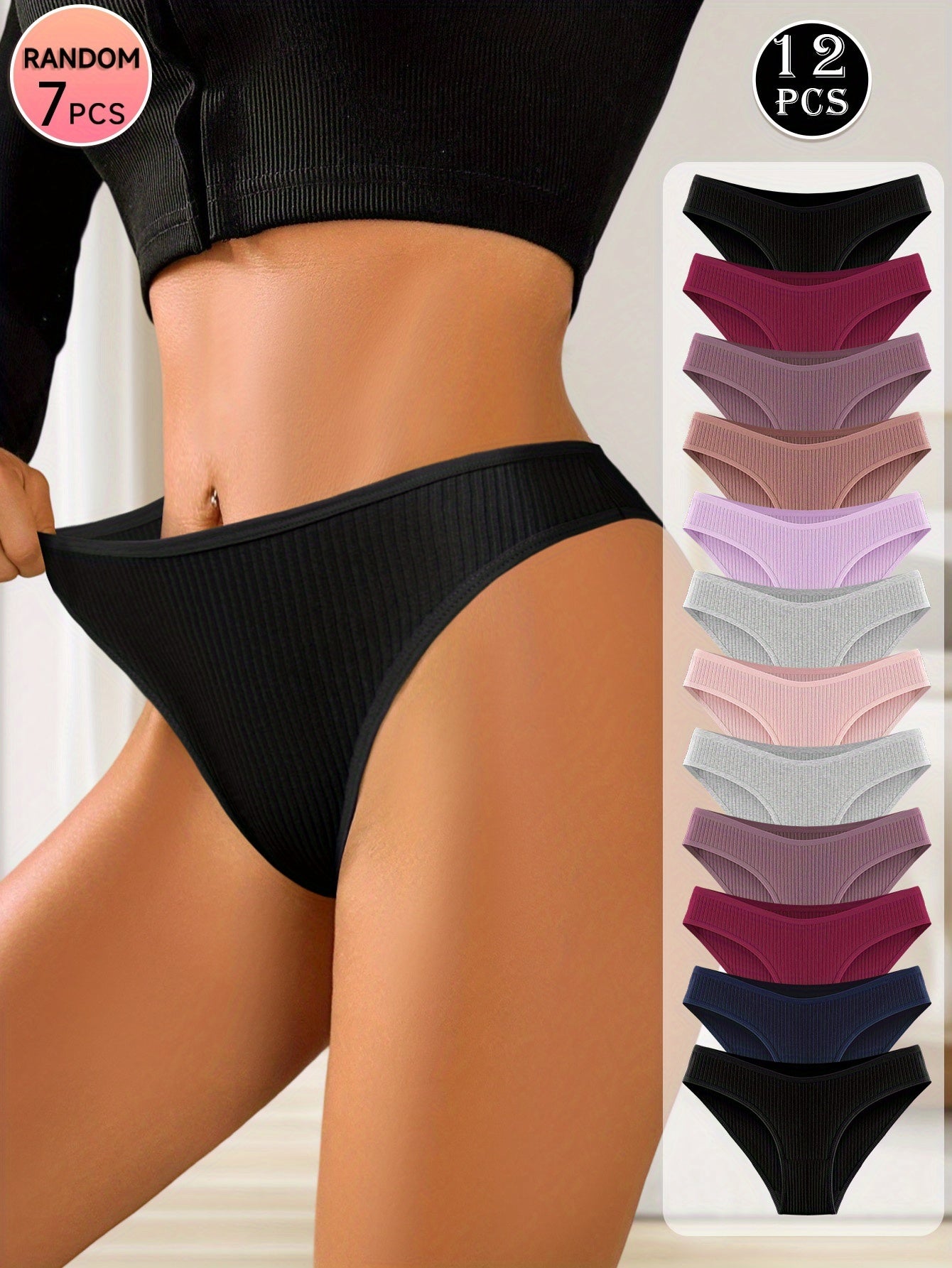 Lot de 7 Culottes Cotelees Femme en Coton - Confort Quotidien