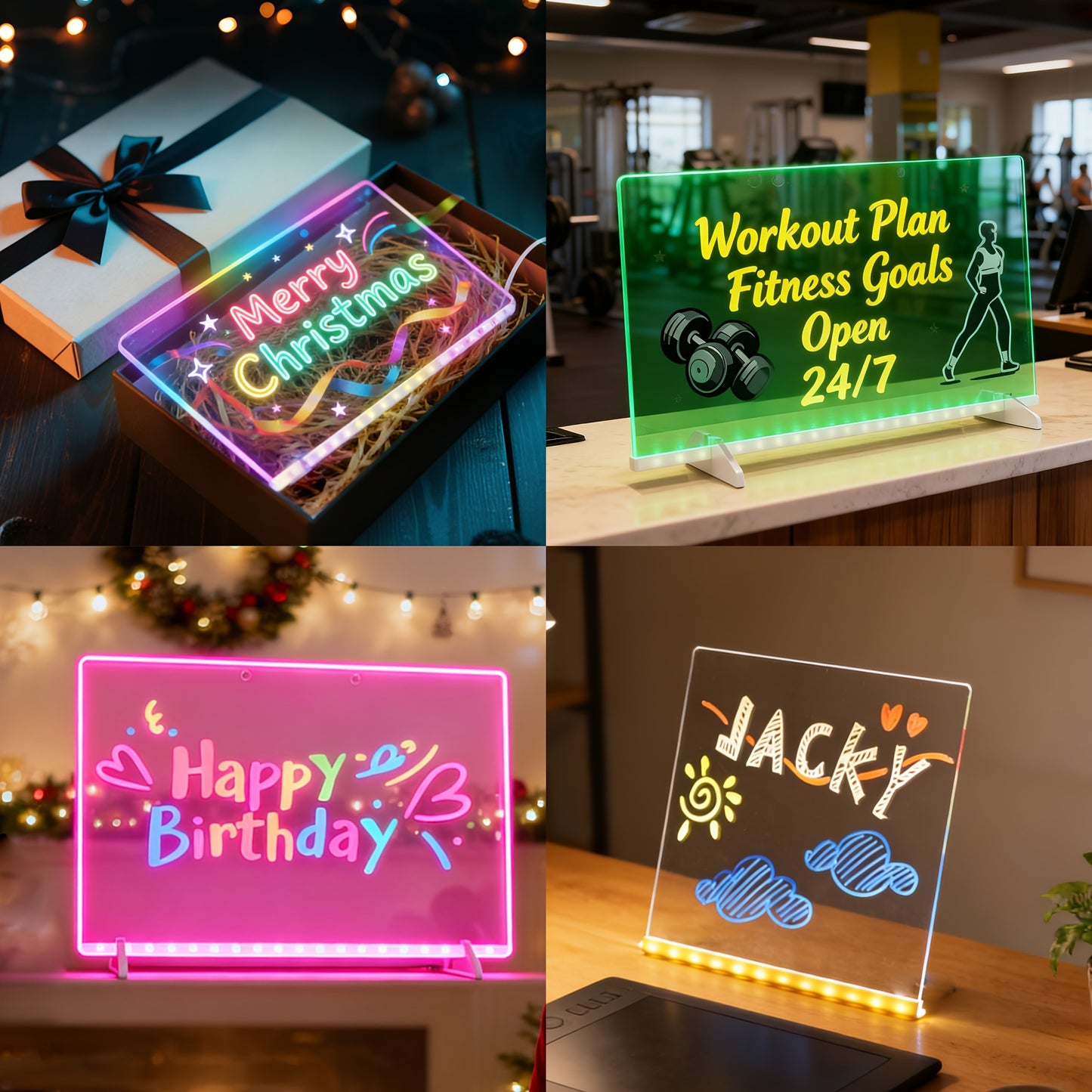 Tableau Dessin LED RGB - Planche Lumineuse USB avec 12 Stylos