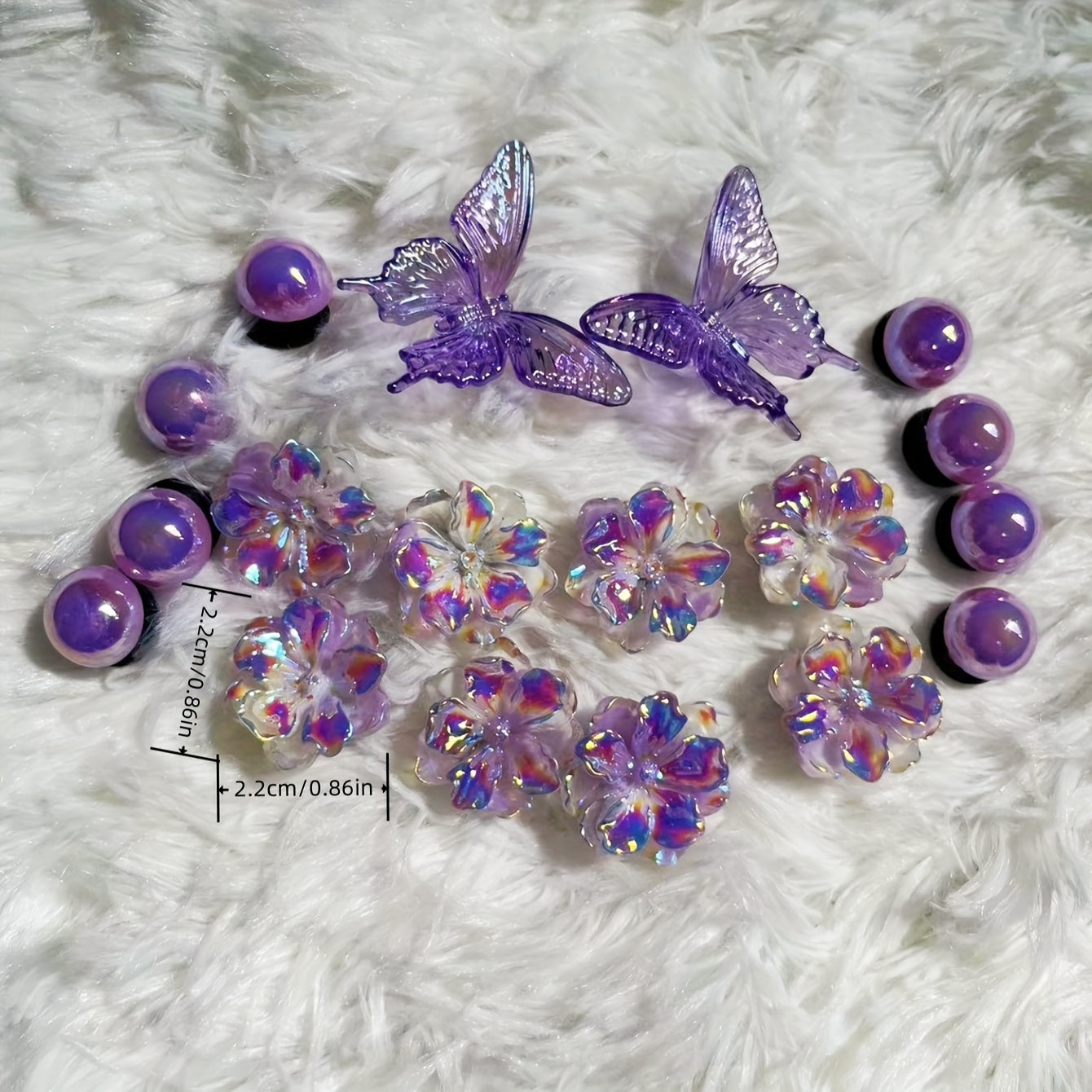 Lot de 18 Breloques Chaussures Violettes – Motifs Fleurs & Papillons 🦋💜
