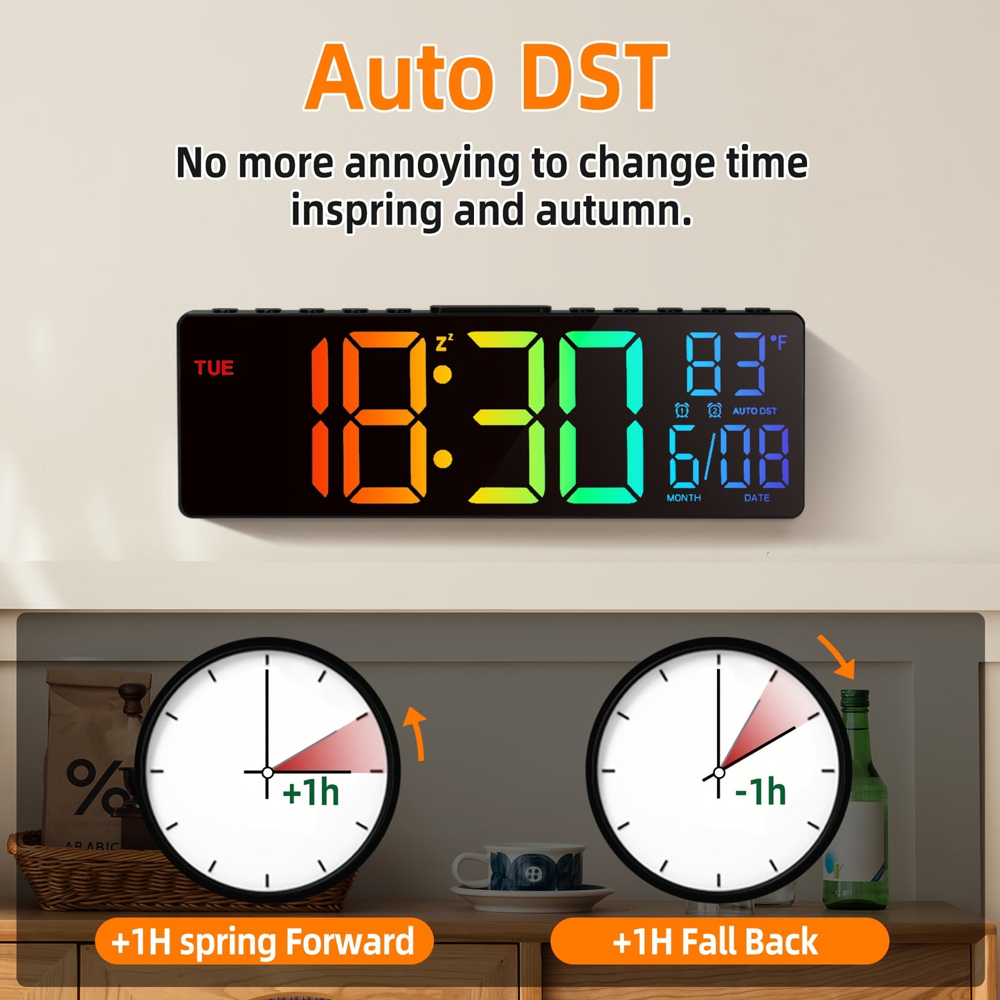Grande horloge murale numérique avec télécommande, grand écran LED - Topdecheztop.fr