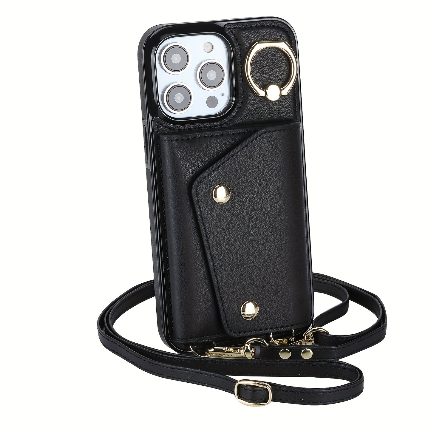 Étui Portefeuille Bandoulière iPhone – Similicuir, Support Intégré, Anti-Choc 📱✨