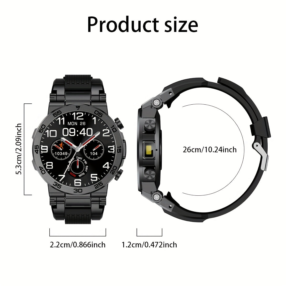 Montre Connectée LIGE Homme — Cadran Rond, Bracelet Silicone, Chronomètre, 3 Coloris
