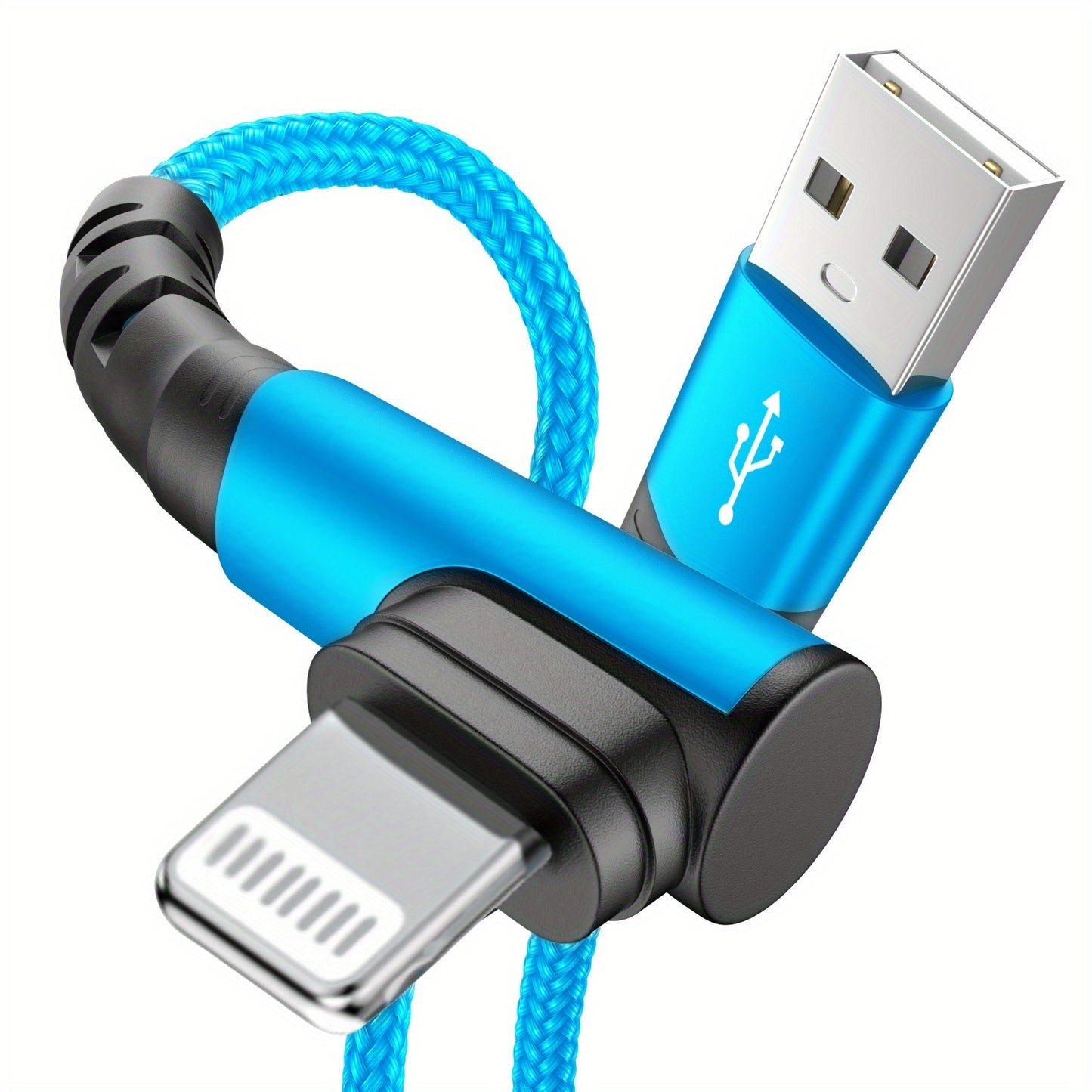 Câble de Charge à 90° – 20W, USB vers Lightning, Nylon Tressé | 1m & 2m | Hihowin