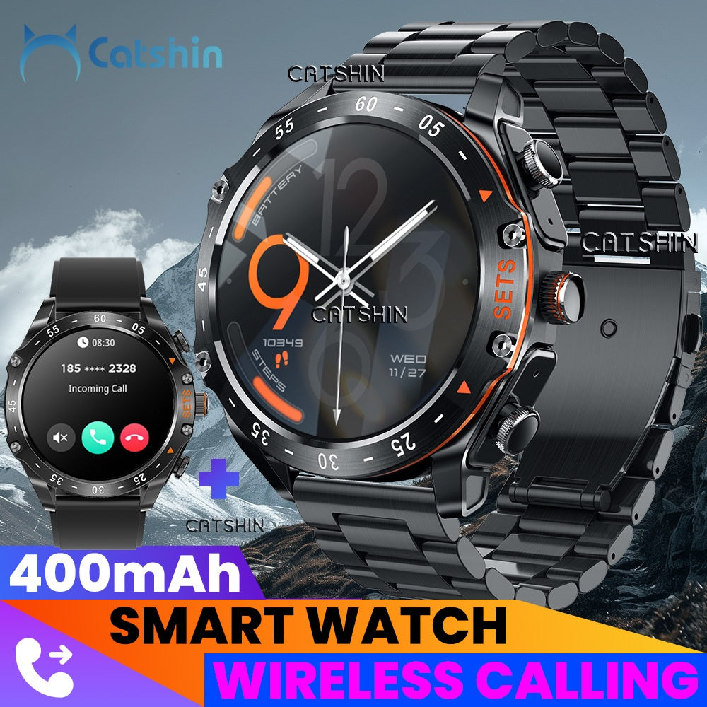 Montre Connectée CatShin 2-en-1 – Écouteurs Sans Fil, Écran IPS HD 3,86 cm, IP67 & 100+ Modes Sportifs