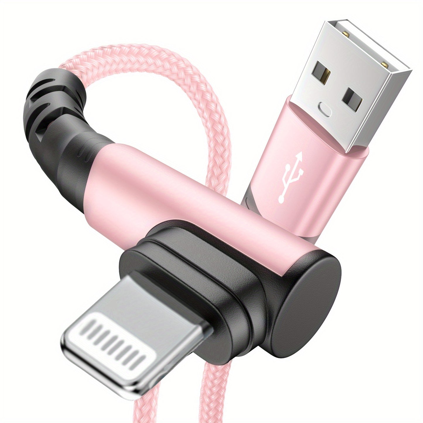 Câble de Charge à 90° – 20W, USB vers Lightning, Nylon Tressé | 1m & 2m | Hihowin