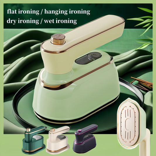 Mini Fer a Repasser Portable Chauffage Rapide - Vapeur 1000W ou Sans Vapeur 40W Maison et Voyage Vert Gris