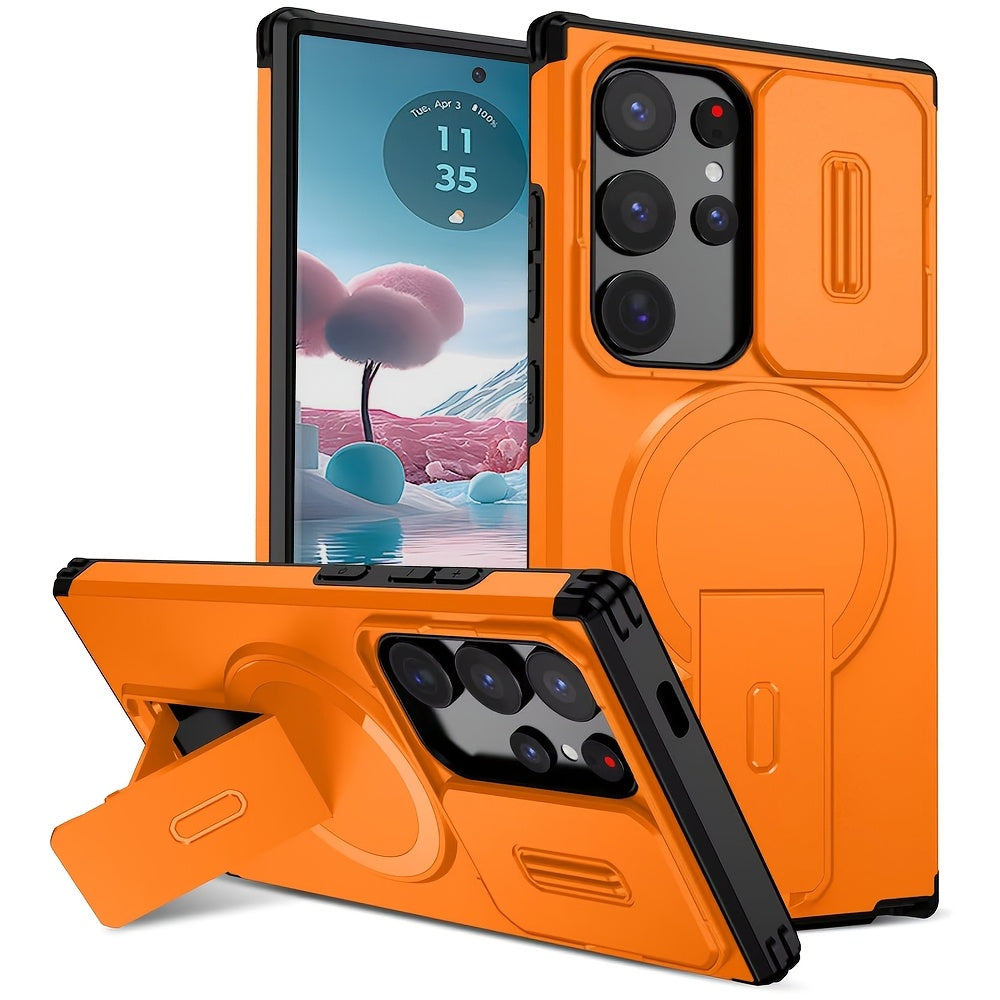 Coque Rigide PC Antichoc Samsung Galaxy - Support Integre, Compatible S23 S24 S25 Ultra Plus FE A16 A17 A56, 4 Coloris