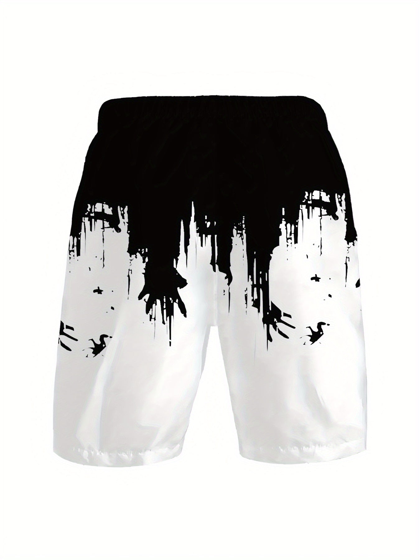 Short Homme Motif Géométrique Noir & Blanc – 100% Polyester, Coupe Standard | FR S à XXL