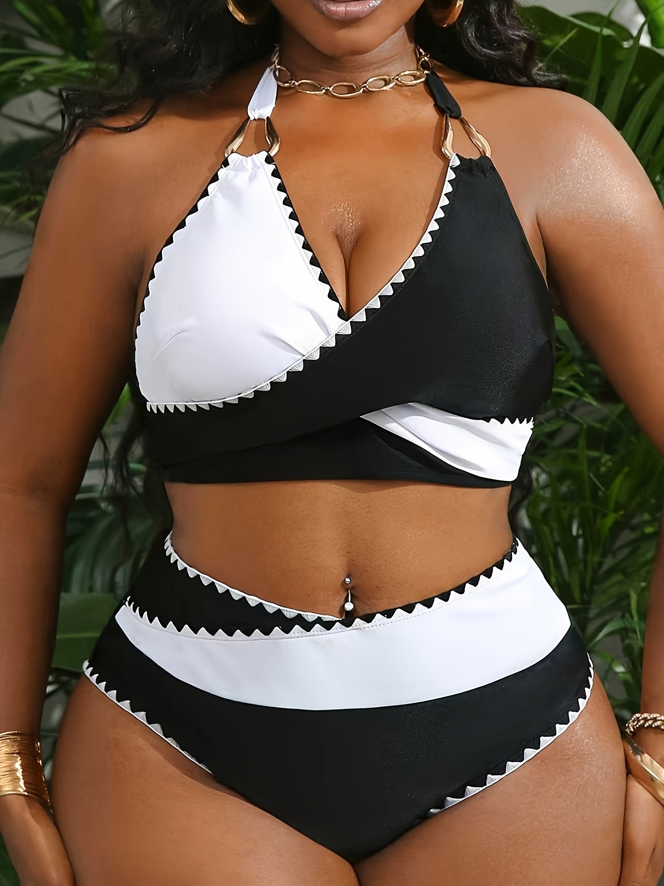 Bikini Deux Pieces Grande Taille Femme - Rembourrage Amovible, Tissu Stretch