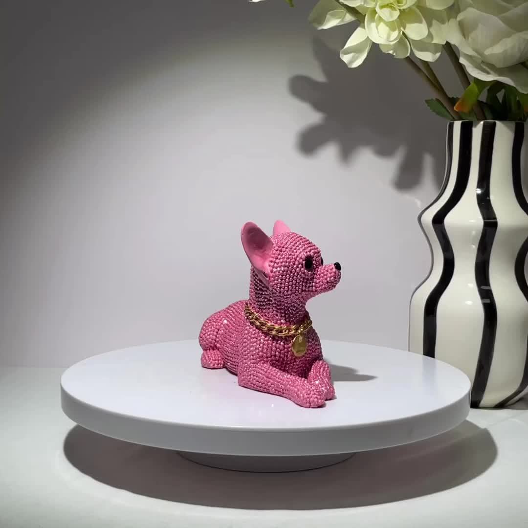 Statue Décorative Chihuahua Rose en Résine — Figurine Chien, Détail Précis, Intérieur