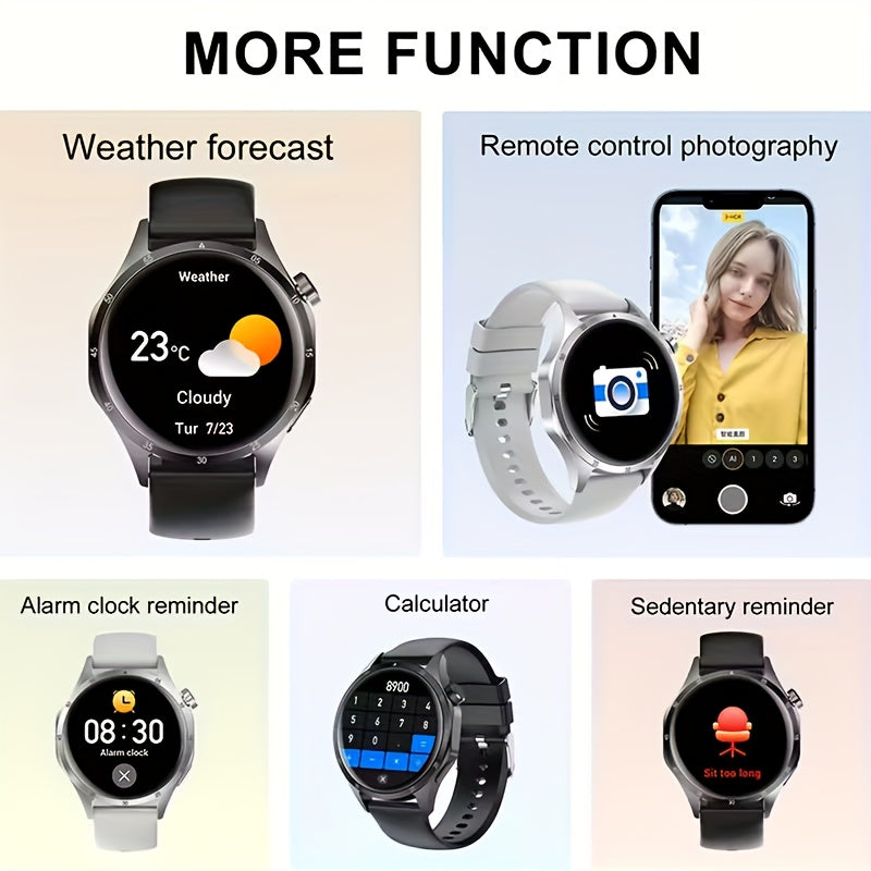 Montre connectee ERUN ecran TFT 1.5 pouce - Bluetooth 5.0, batterie 250mAh, bracelet silicone, noir ou argente