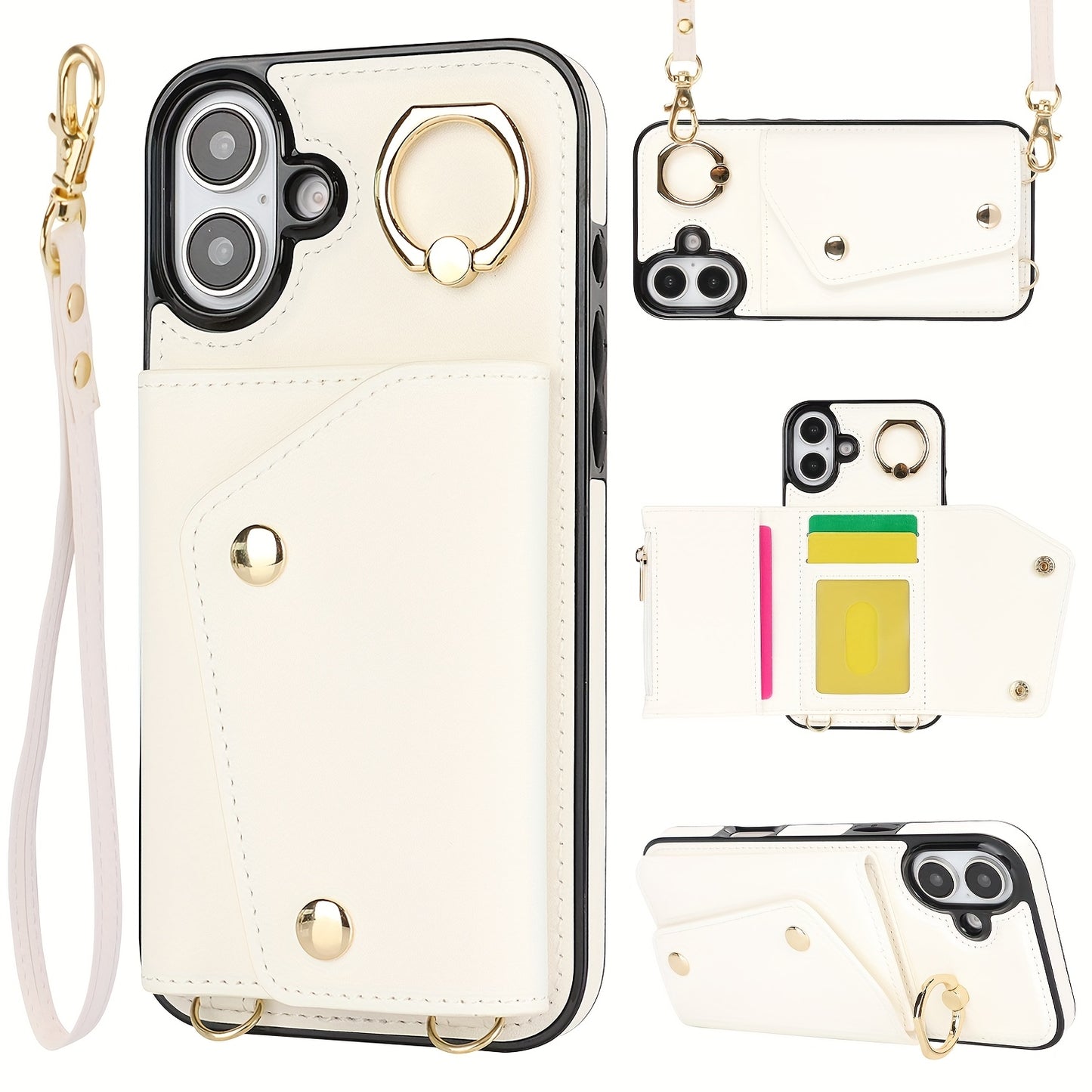 Étui Portefeuille Bandoulière iPhone – Similicuir, Support Intégré, Anti-Choc 📱✨