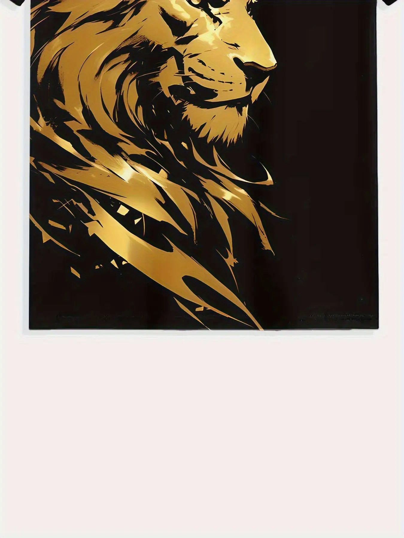 T-Shirt Homme Col Rond Manches Courtes Imprime Lion Numerique Decontracte - 100% Polyester Noir FR S-XXXL