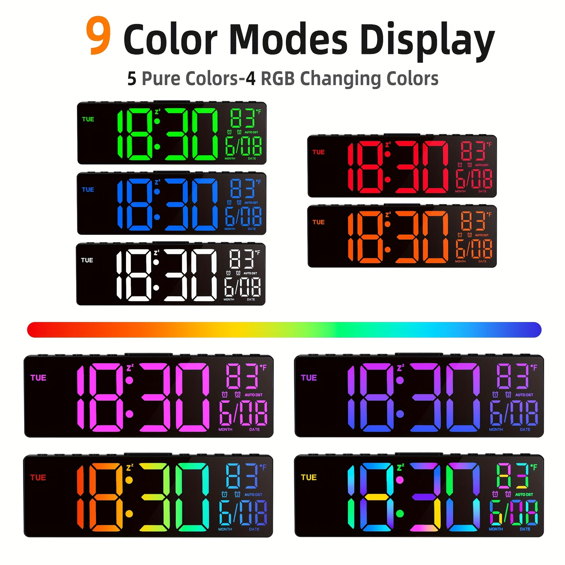 Grande horloge murale numérique avec télécommande, grand écran LED - Topdecheztop.fr