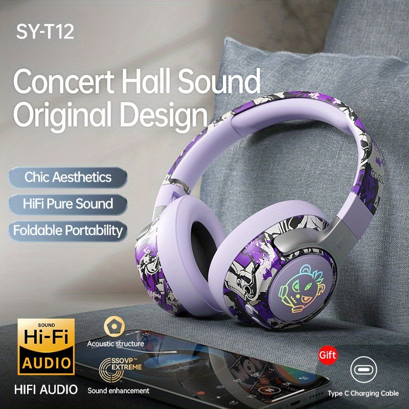 Casque Audio Circum-Aural Style Graffiti – Micro Intégré, Batterie 350mAh & USB-C | 3 Coloris | YUE CUI