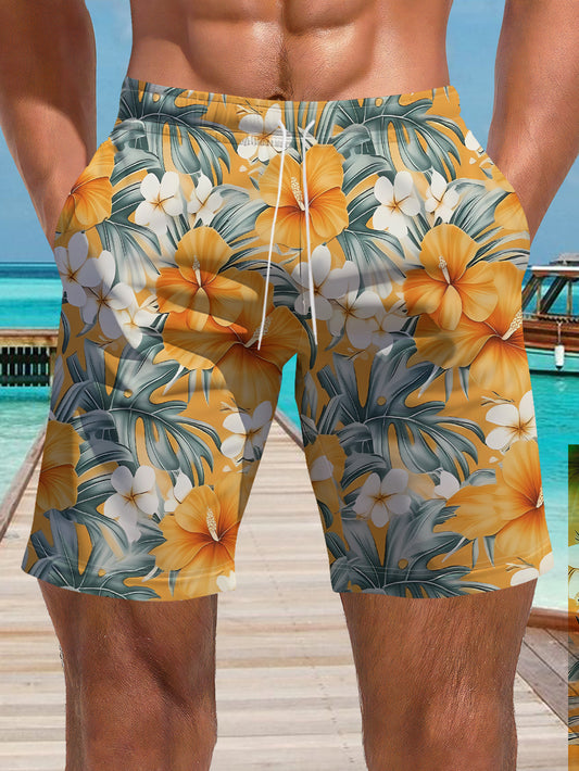 Short de bain homme séchage rapide imprimé palmier tropical - Plage été