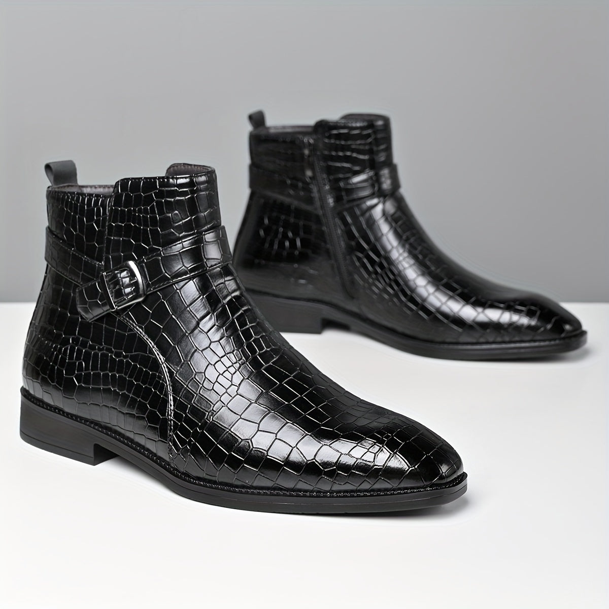 Bottines Chelsea Homme Vintage – Cuir PU, Boucle, Style Urbain, 4 Coloris