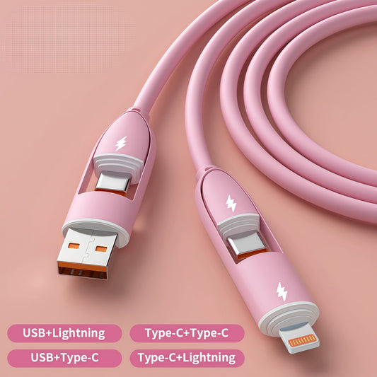 Câble de Charge Ultra-Rapide 4 en 1 – 66W, Type-C vers Lightning, Silicone | ZQJIL